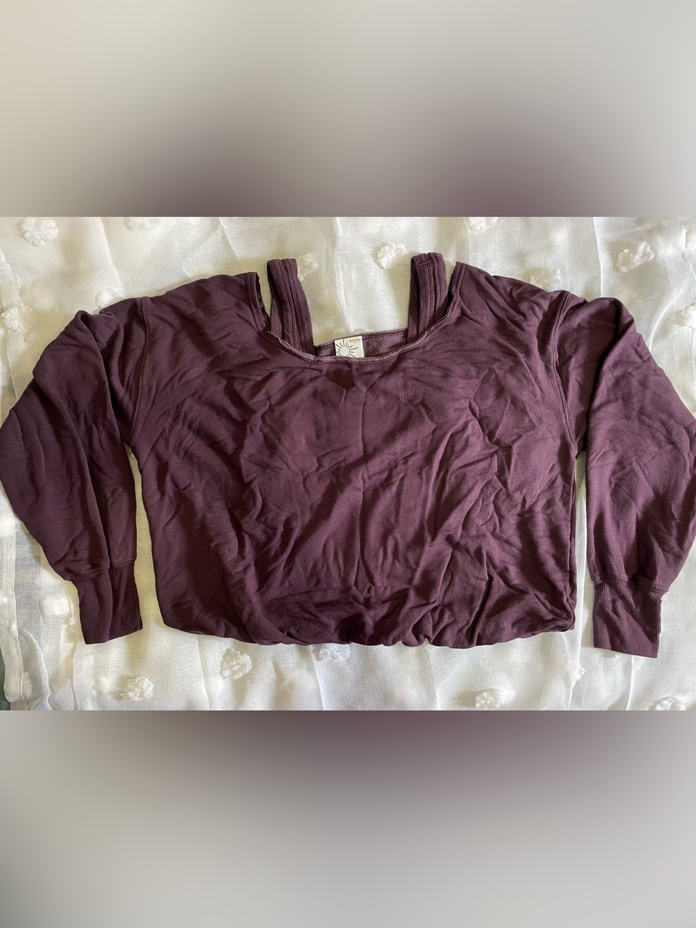 Aerie Offline Cool Berry Bubble Hem Sweatshirt